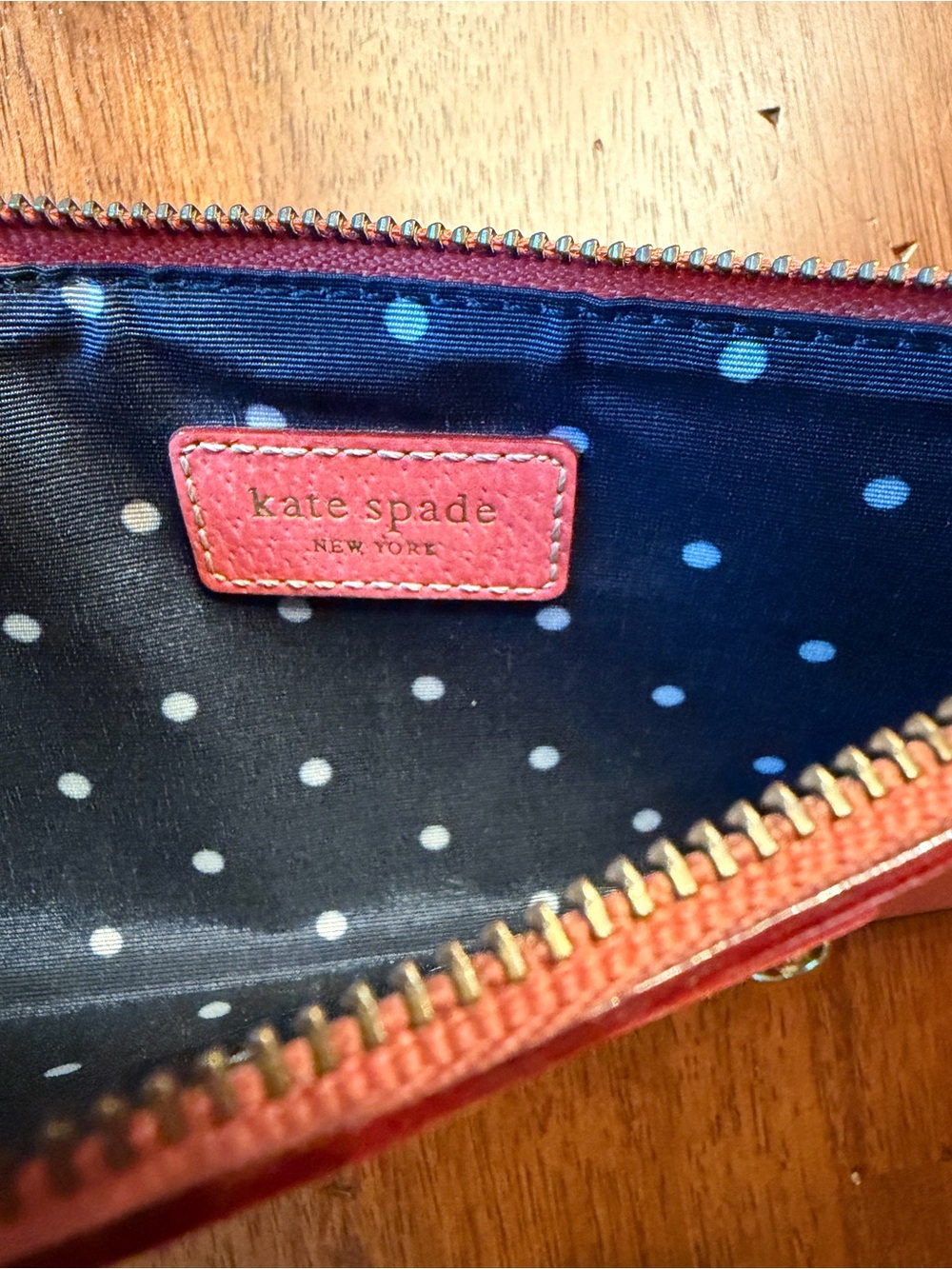 Kate Spade NWOT Pink Pebbled Leather Wristlet Clutch 9” by 4” PRISTINE - Picture 9 of 10